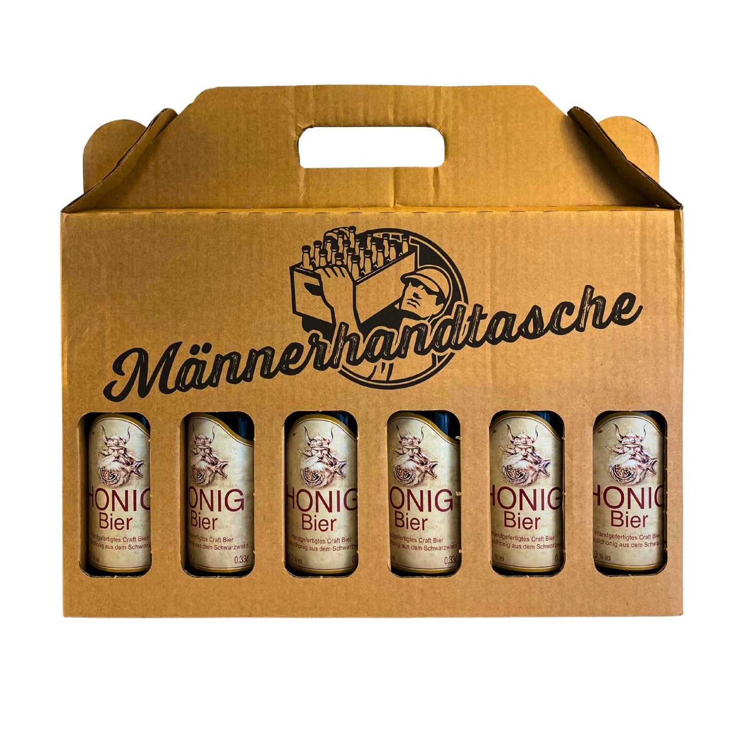 Männerhandtasche – 6× Honigbier im Trage-Bundle (Pfandartikel)